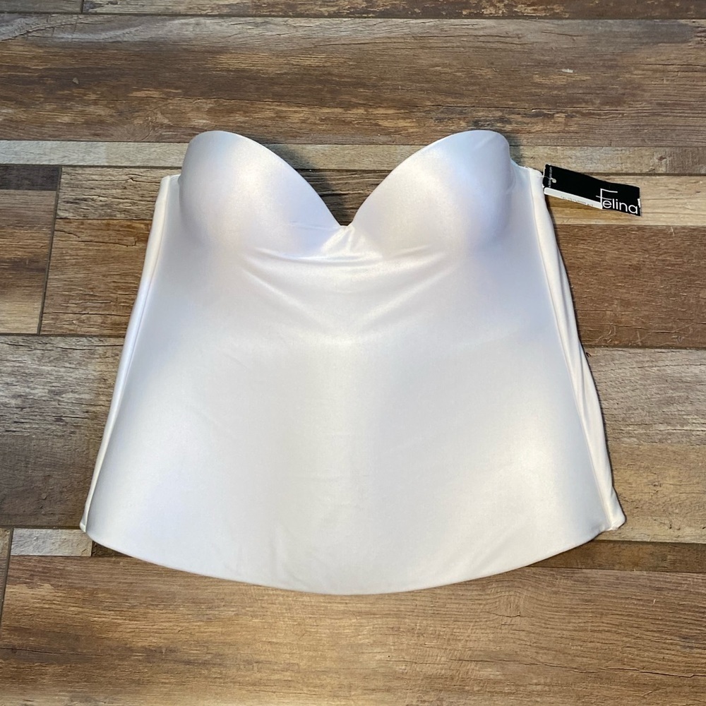 Felina Essentials Seamless Hidden Wire Bustier 40B Low Back Plunge Push Up White